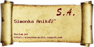 Simonka Anikó névjegykártya